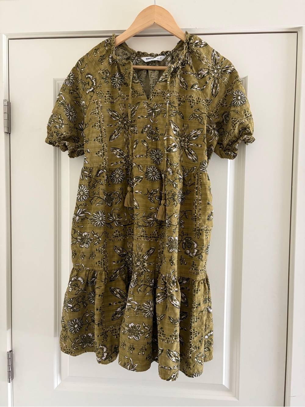 Sonoma Olive Green Floral Midi Dress